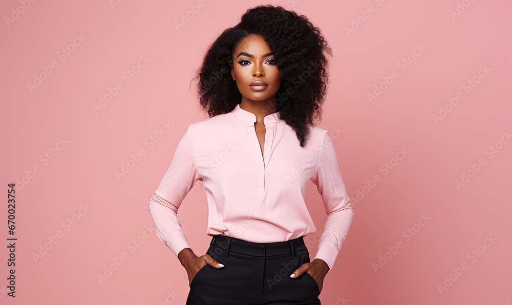 Stylish woman with wavy brown hair poses with poise. Stylish woman with wavy brown hair poses with poise.