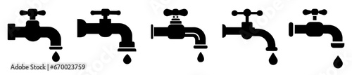 Faucet icons set.  Water fauced or tap icon.  photo