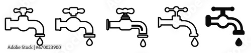 Fauced icons collection. Bathroom faucet symbol flat and line style  photo