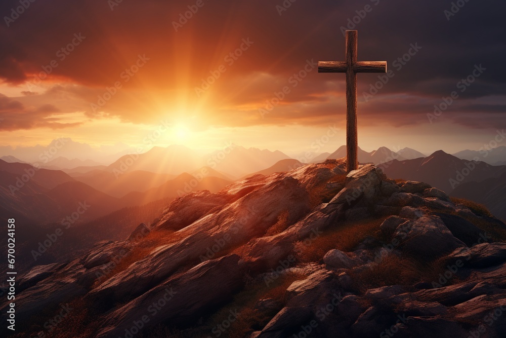 Faithful Cross in Colorful Mountain Twilight