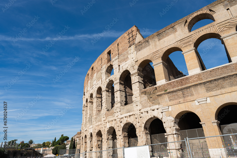 Colosseum on a sunny day, Rome Italy