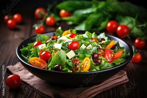 freshly made salad with avocado and cherry tomatoes © studioworkstock