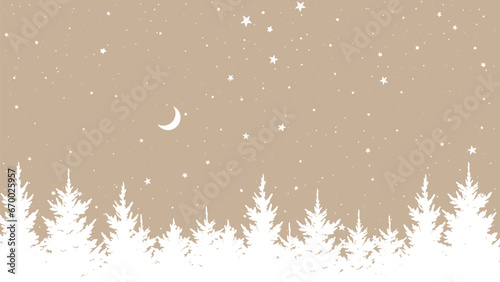 Forest background coniferous snowy forest