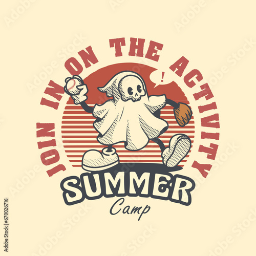 Ghost Baseball Mascot Retro and Vintage