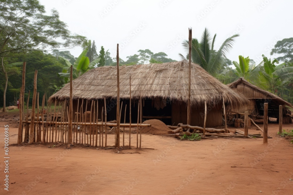 communal house used by indigenous people for rituals captured from the front communal house used by indigenous people for rituals captured from the front