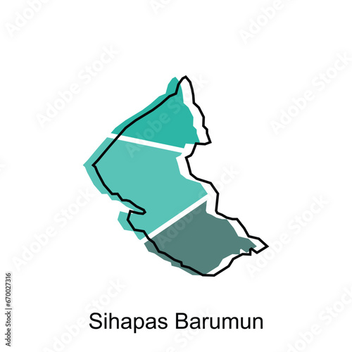 Map of Sihapas Barumun City Vector Illustration, Isolated on White Background, illustration design template, suitable for your company photo