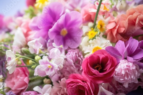 close-up of silk bouquet with various flowers © studioworkstock