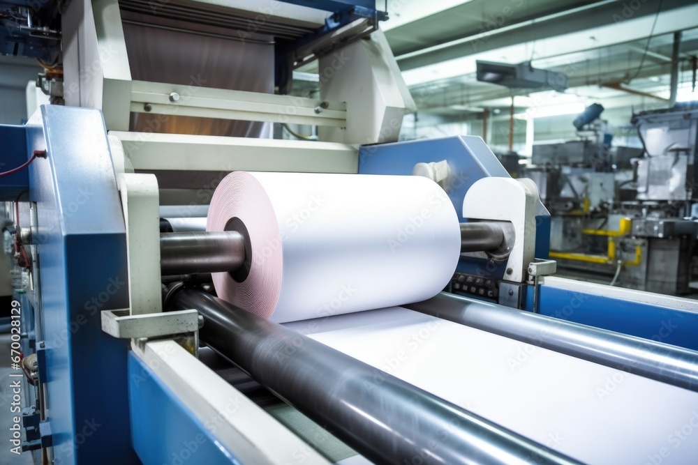 plain paper rolls entering the printing machine