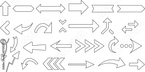 arrow icons vector illustration, showcasing diverse arrow designs. Ideal for web design, graphic design. Features straight, curved, dotted, solid arrows in various shapes