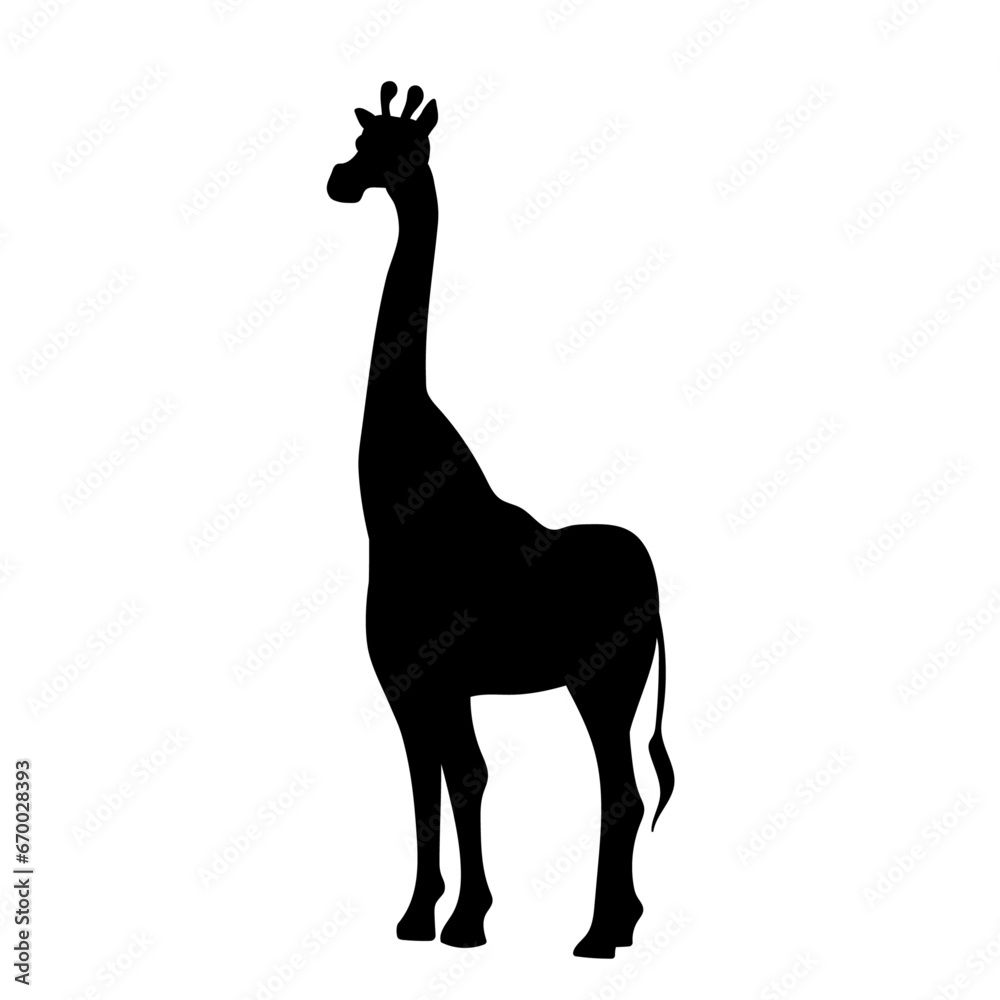 Fototapeta premium Silhouette of the African savannah animal giraffe. Vector graphics.