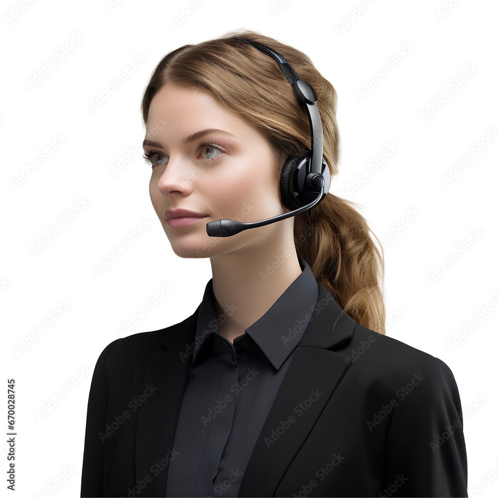 Call center operator worker with headset on transparent background (png) Call center operator worker with headset on transparent background (png)
