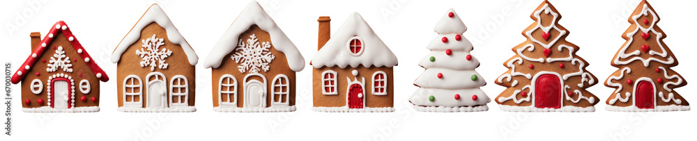 set of christmas cookies isolated on a transparent background set of christmas cookies isolated on a transparent background