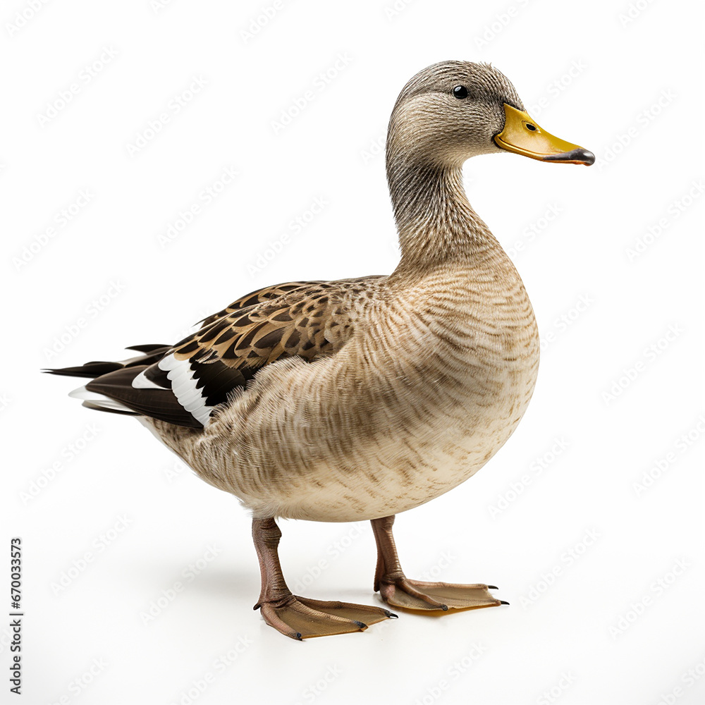 AI. Young domestic duck isolated on white background AI. Young domestic duck isolated on white background