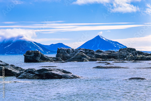 Rocks in the sea at Svalbard coast