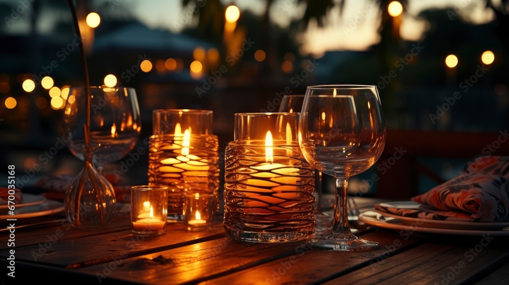 Beautiful Table Setting Glasses Wine Candles, Background Image, Valentine Background Images, Hd