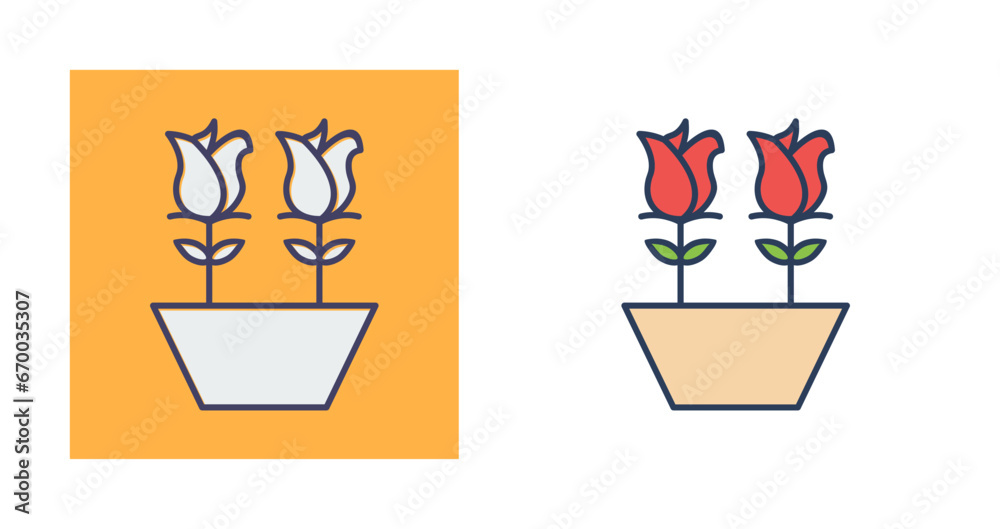 Tulips in Pot Vector Icon Tulips in Pot Vector Icon