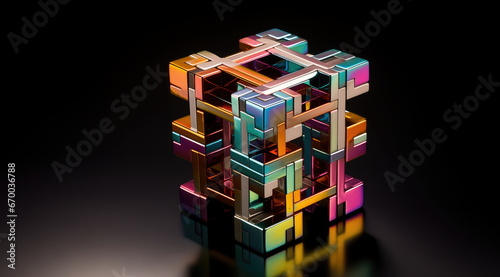 Fototapeta Naklejka Na Ścianę i Meble -  Interlocking colors of productivity and ideas. when shiny ideas fall in place. 