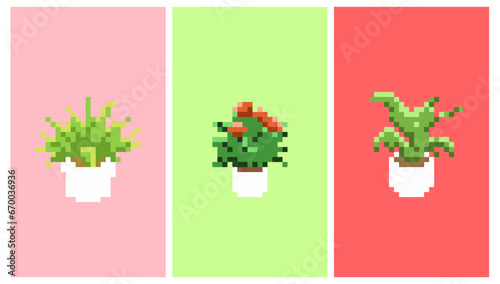 pixel art potted plants background