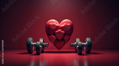 Frame Shape Heart Made Red Dumbbells, Background Image, Valentine Background Images, Hd