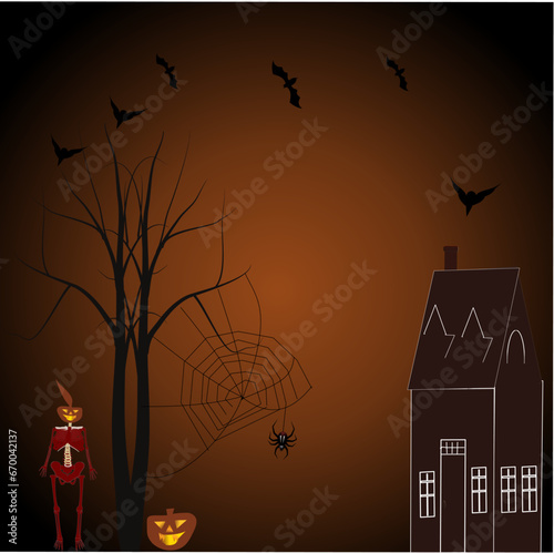 halloween night background, vector illustration
