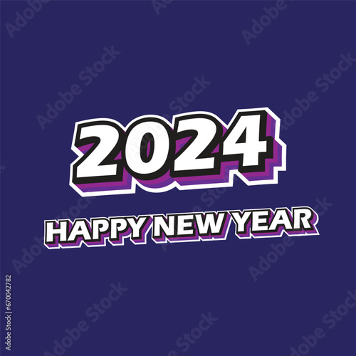 Vector happy new year 2024 greeting banner for social media post