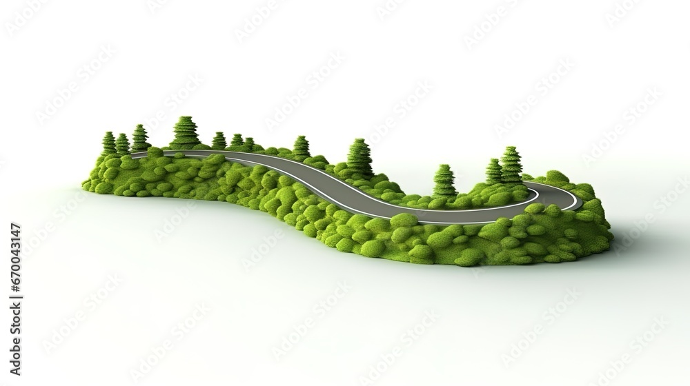 Naklejka premium 3D illustration of a green road section, AI generative