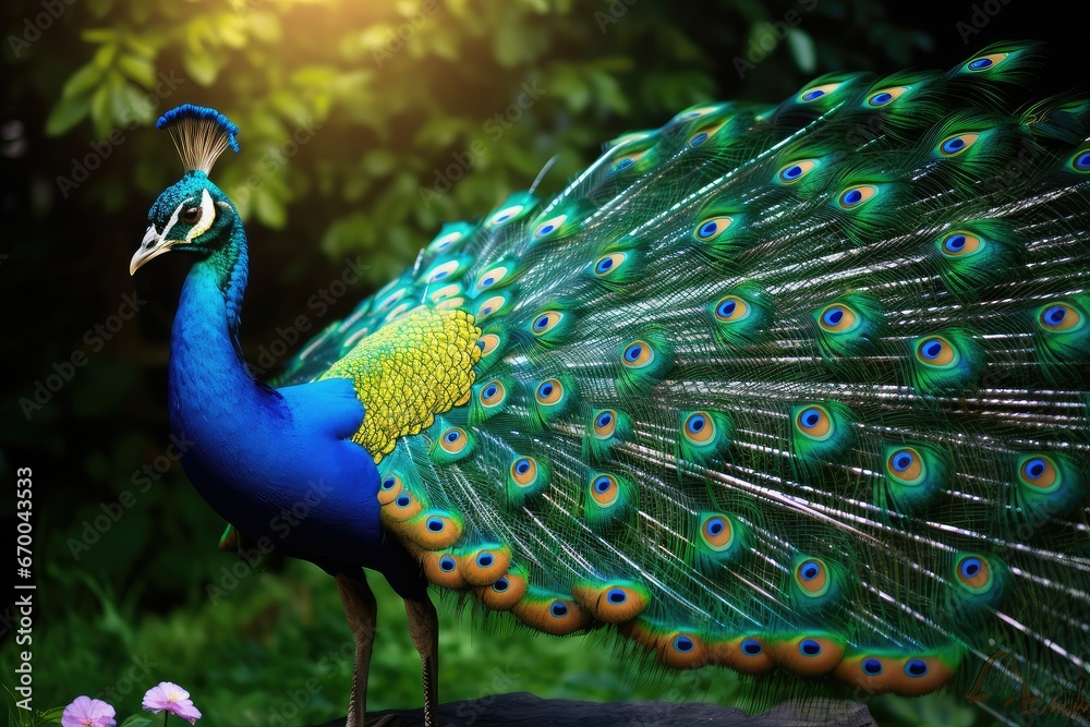 Obraz premium beautiful peacock with feathers