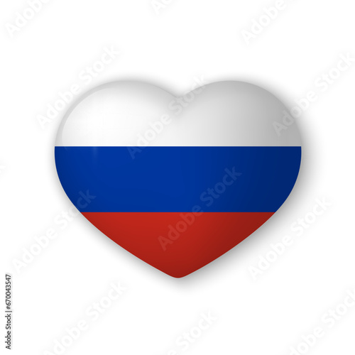 Free Download 3d heart with flag of Russia. Realistic vector element on white background with shadow underneath. Best for mobile apps, UI and web design. - GFXLoad