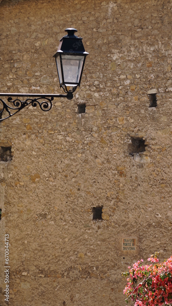 A lamp at the Place de la Conception in Menton at the Côte d'Azur in France, in the month of June
