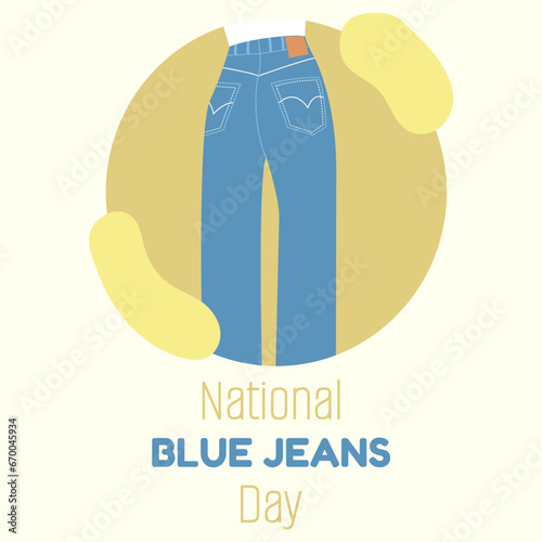 National Blue Jeans Day. Woman high waisted regular cut jeans Denim day.