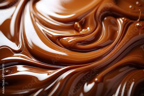  The smooth, glossy texture of the melting chocolate.