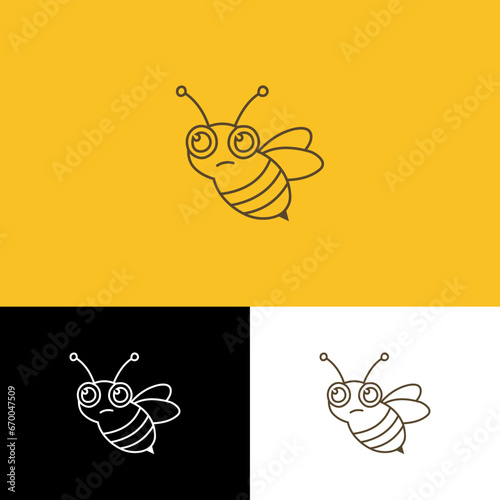 Bee logo vector outline minimalist graphic vector