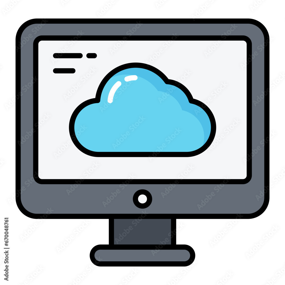 Cloud Computer Line Color Icon