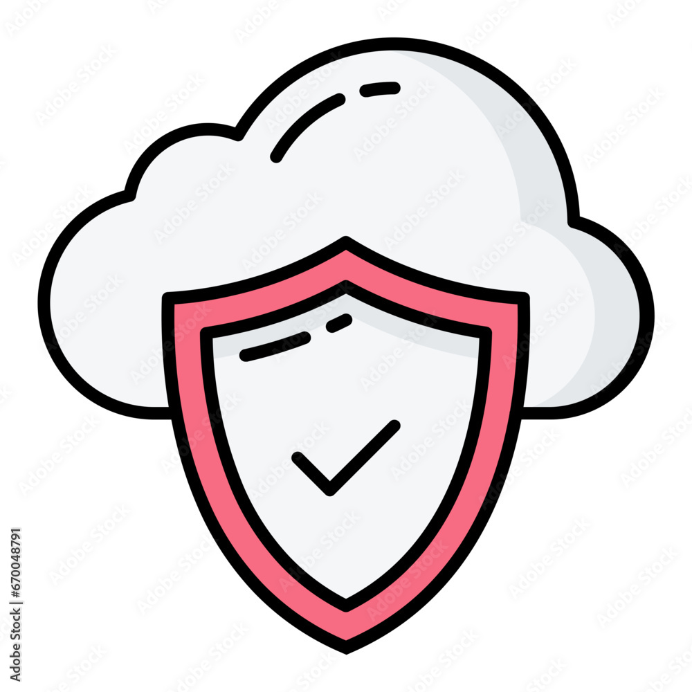 Cloud Security Line Color Icon Cloud Security Line Color Icon