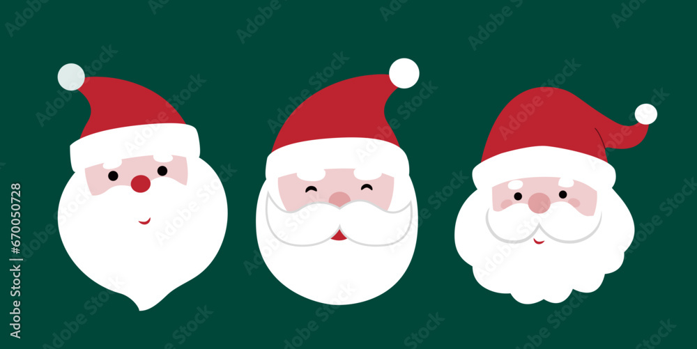 Cute Santa clipart set, Santa faces clip art, Santa head, Christmas ...