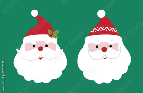 Cute Santa clipart set, Santa faces clip art, Santa head, Christmas Santa Claus photo
