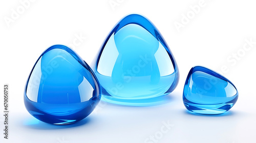 blue glass 3d shapes on white background