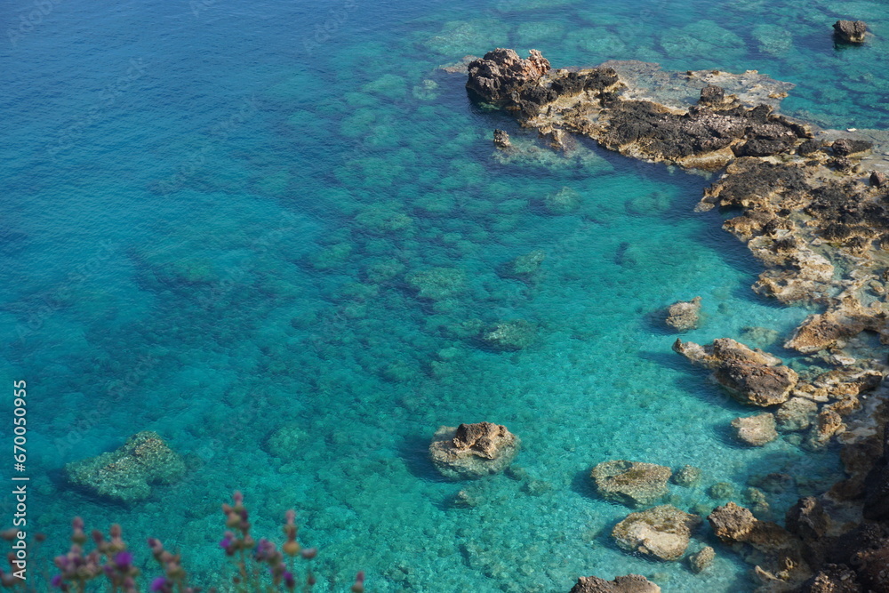 Blue sea water with ripples on the surface