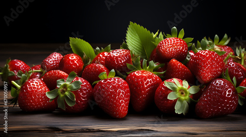 Strawberries on Rustic Wooden Table. Fresh Juicy Delicious and Ripe Garden Berries for Healthy Diet Culinary Delights. Closeup of Natural Strawberries with Copy Space. Eco Farming concept
