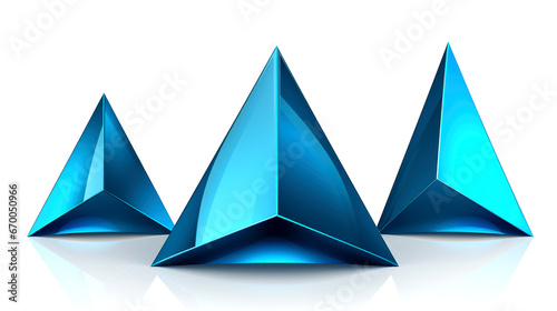 Sleek Geometric Glass 3D Triangles on White Background