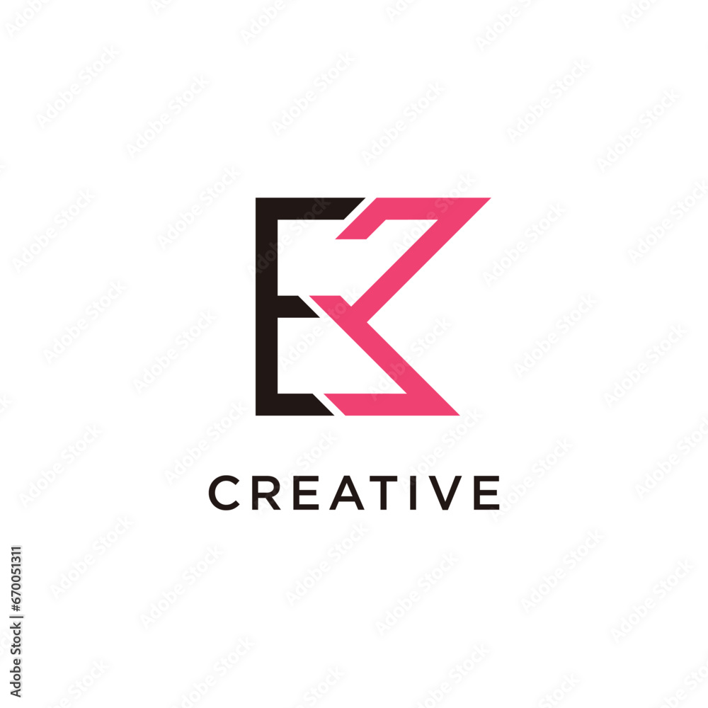 Letter EK modern initial creative monogram typography logo Letter EK modern initial creative monogram typography logo