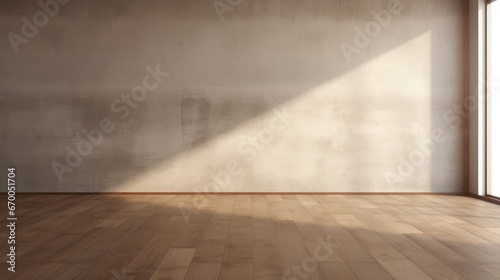 3D rendering of empty room with wooden floor © Muhammad_Waqar