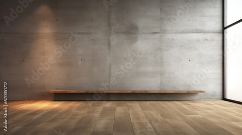 3D rendering of empty room with wooden floor © Muhammad_Waqar