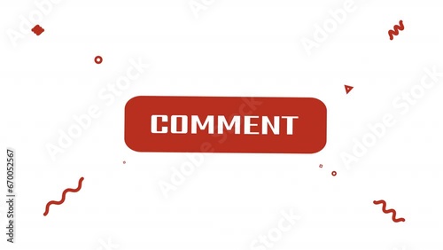 Animation of the comment button with a bright background for the video channel. White background.