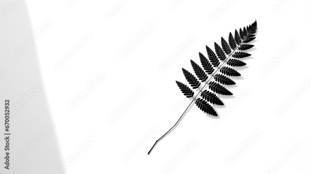 Obraz premium Serene Leaf: White Background with Graceful Shadow