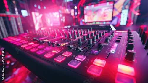 Vibrant DJ Booth: Nightlife Entertainment in Modern Club Setting