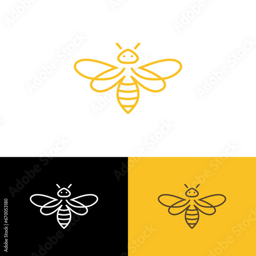 Bee logo vector outline minimalist graphic vector