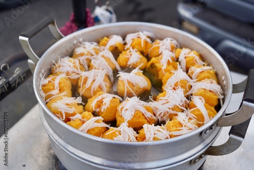 Toddy palm cake , dessert food , original Thai.	 photo