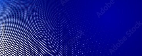 Dark blue dots in 3D perspective vector abstract background, multimedia internet information theme, wave stream of science technology or business blank template for ads.