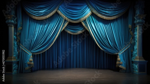 Blue Stage Curtain